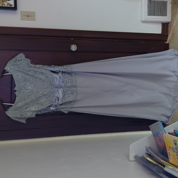 Dancing Queen Sparkly Sequin Lace Gray Short Sleeve Maxi Formal Dress Size 3XL - Picture 7 of 10